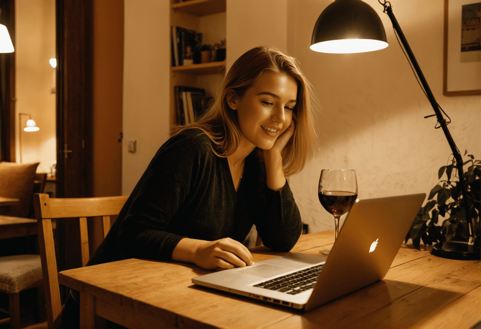 Smartphone auf einem Holztisch mit Chat-Nachrichten