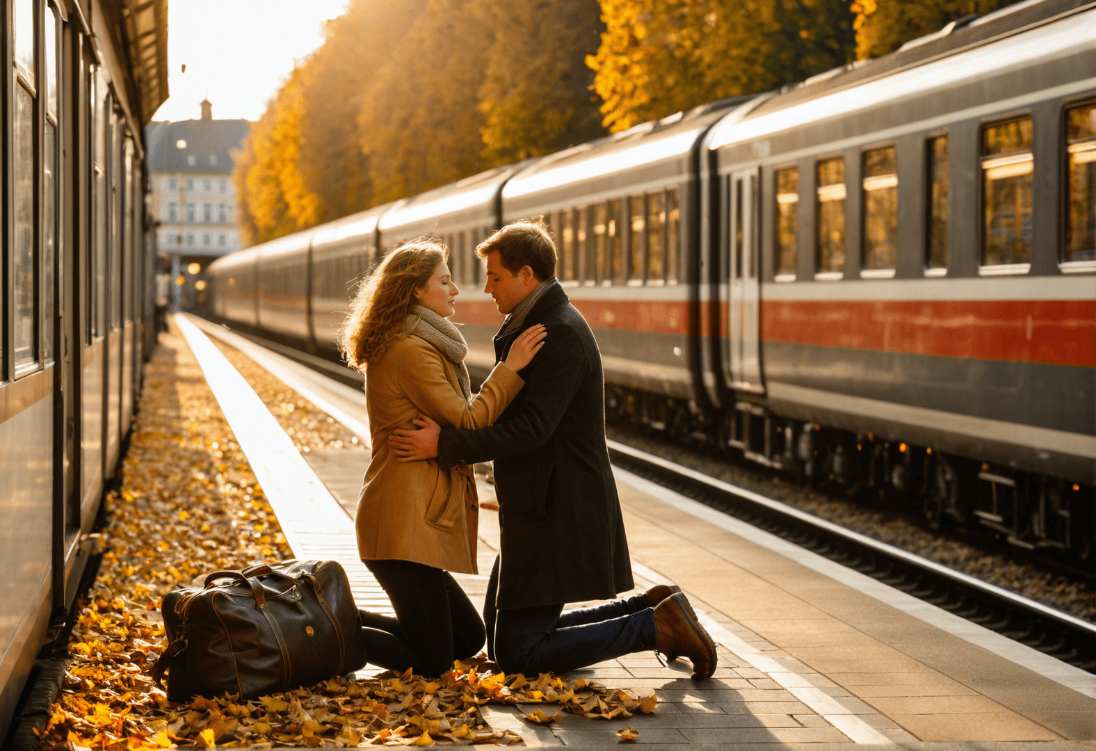 Frau hält nachdenklich ein Zugticket in der Hand