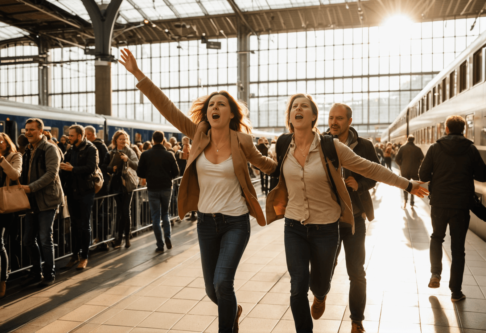 Frau sitzt allein mit Teetasse am Fenster im Winter