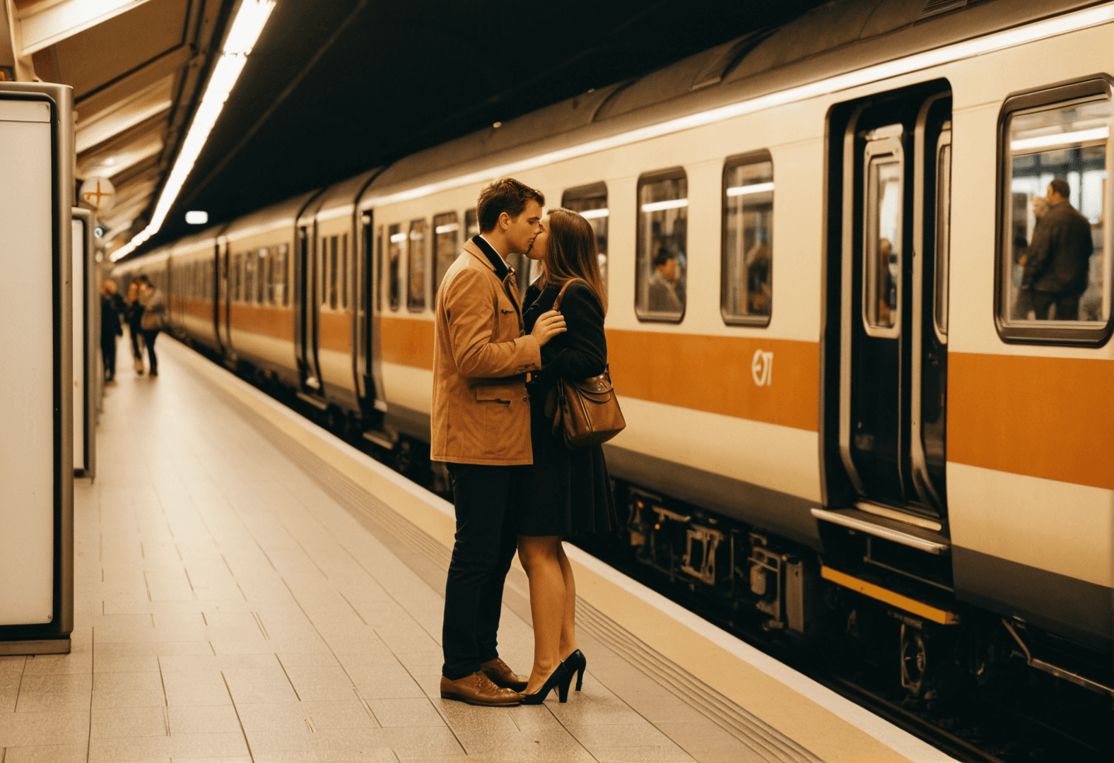 Vater hält Baby auf dem Arm während er aus dem Fenster schaut