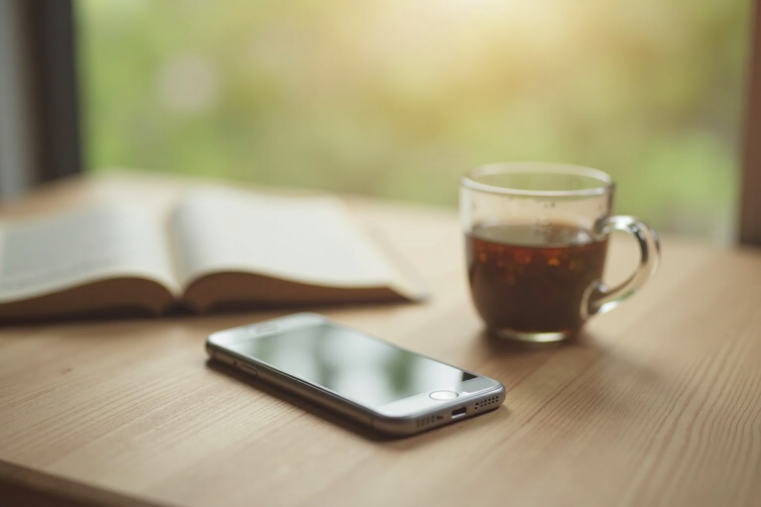 Frau entspannt ohne Handy auf dem Sofa