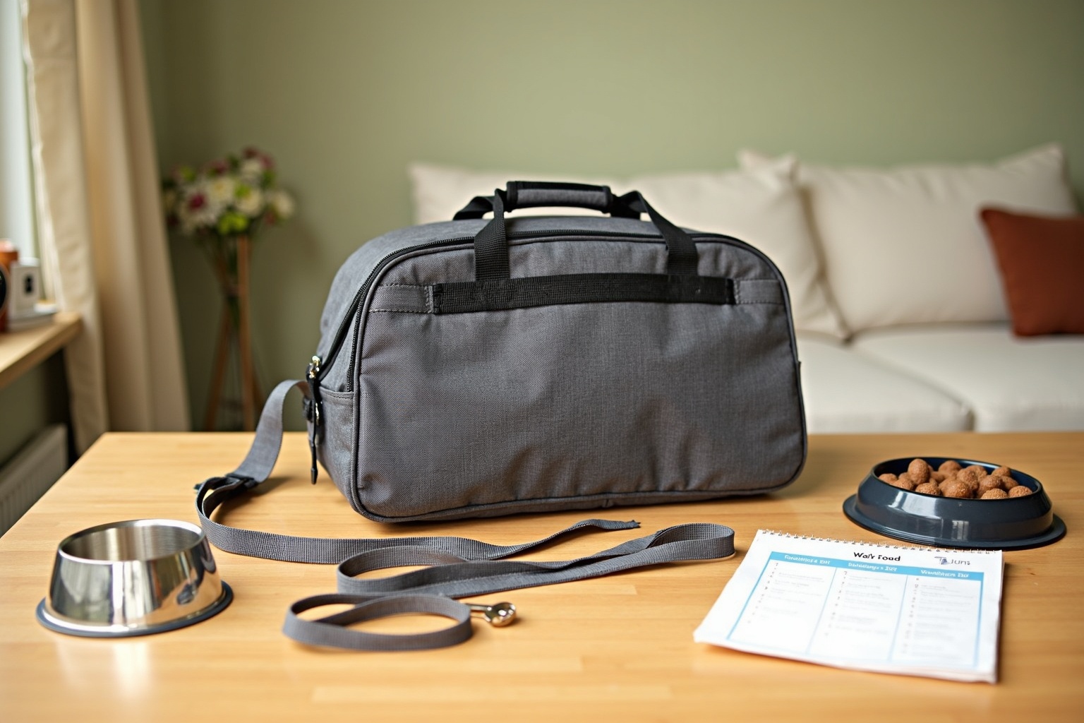 Hund liegt entspannt auf einem Koffer neben der Haustür