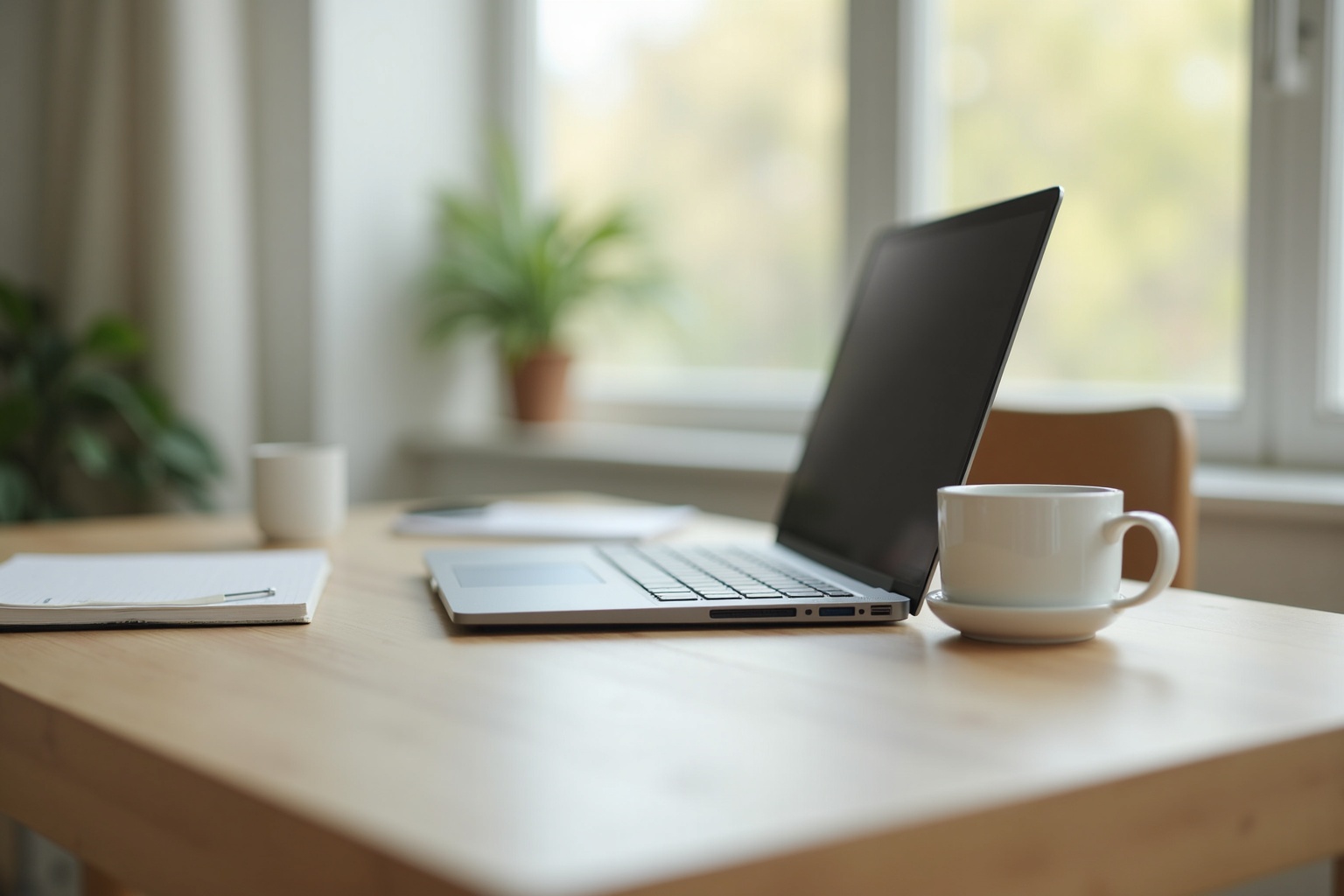 Person arbeitet am Laptop im gemütlichen Apartment