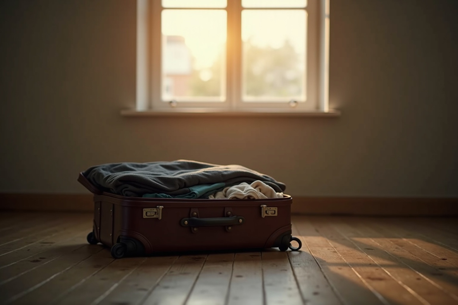 Leere Kaffeetasse auf einem Küchentisch am Sonntagabend