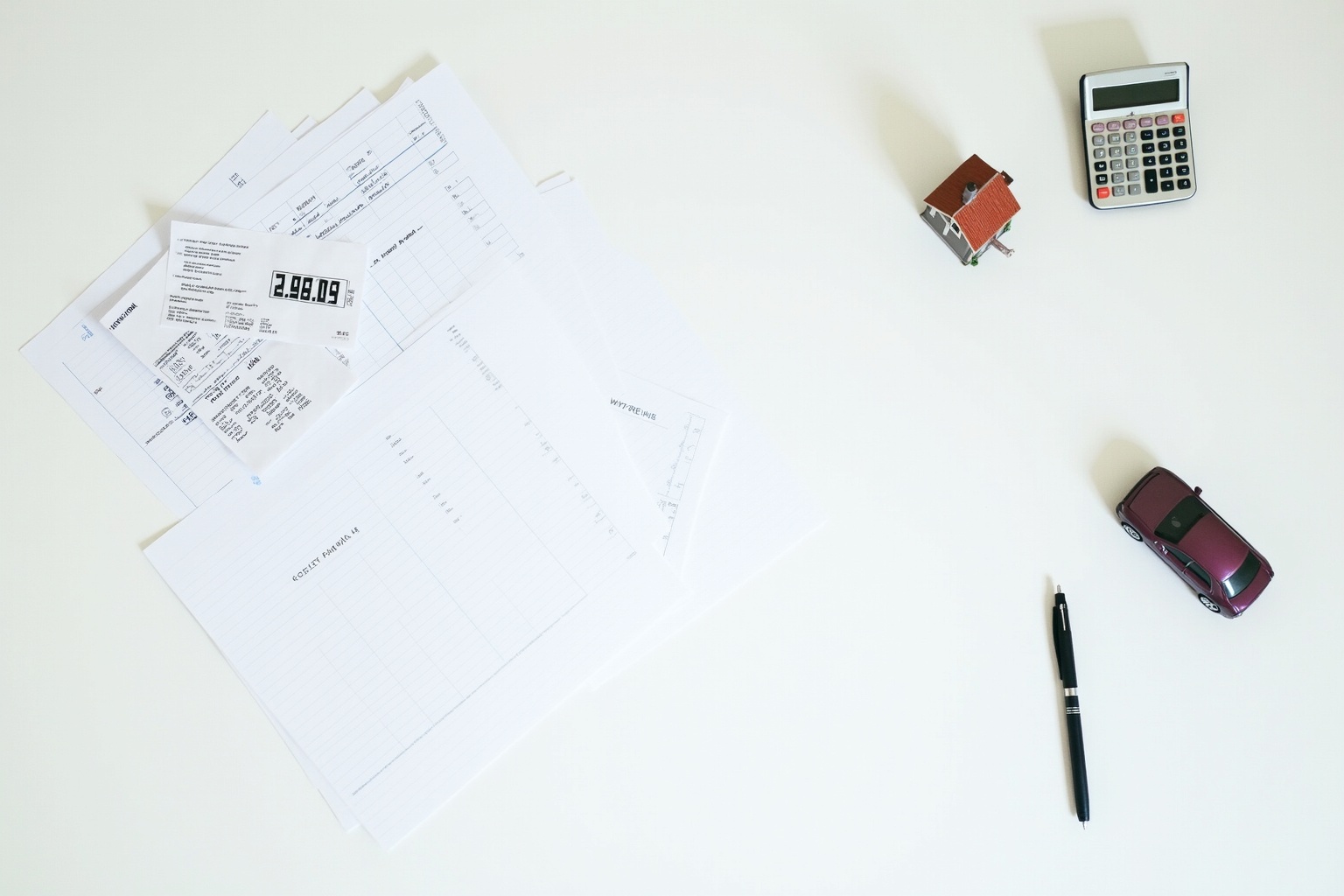 Taschenrechner und Euro-Münzen auf einem Tisch